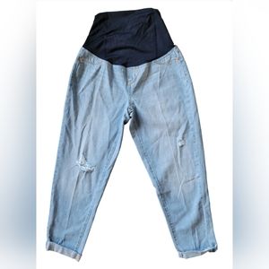 Maternity Jeans boyfriend relaxed baggy cropped sz 4 light denim NWOT